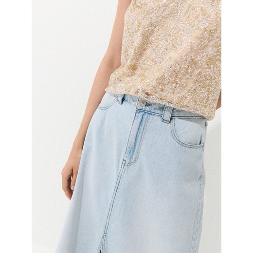 Mohito - Jeansowa spódnica midi - niebieski Mohito 32 Mohito