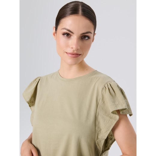 Sinsay - Bluzka z ozdobnymi rękawkami - zielony Sinsay XS Sinsay