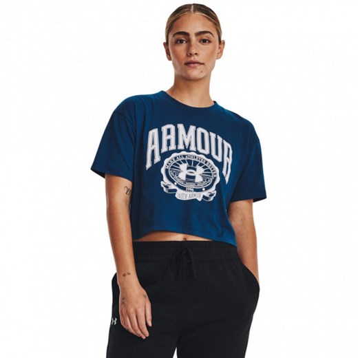 Damski t-shirt z nadrukiem Under Armour UA Collegiate Crest Crop SS - granatowa Under Armour XL wyprzedaż Sportstylestory.com