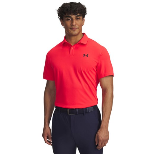 Męska koszulka do golfa Under Armour UA T2G Pique Polo - czerwona ze sklepu Sportstylestory.com w kategorii T-shirty męskie - zdjęcie 184638336