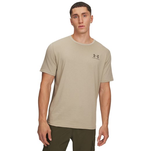 Męski t-shirt z nadrukiem Under Armour UA M Sportstyle LC SS - beżowy ze sklepu Sportstylestory.com w kategorii T-shirty męskie - zdjęcie 184638339