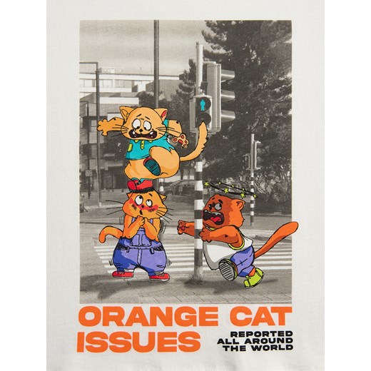 Reserved - T-shirt z nadrukiem - złamana biel Reserved 134 (8 lat) Reserved