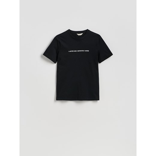Reserved - T-shirt regular z nadrukiem - czarny ze sklepu Reserved w kategorii T-shirty męskie - zdjęcie 184640259
