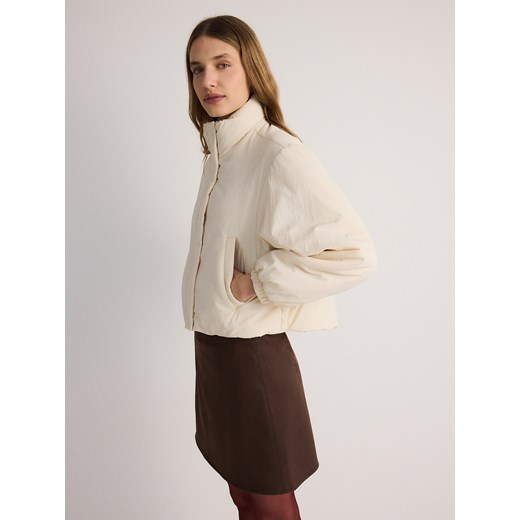 Reserved - Kurtka bomber oversize z ociepleniem - złamana biel ze sklepu Reserved w kategorii Kurtki damskie - zdjęcie 184640479