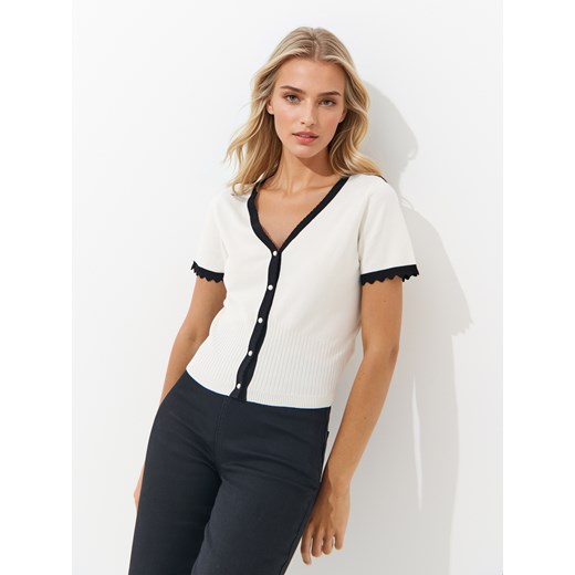 Mohito - Kardigan z krótkim rękawem - kremowy Mohito L Mohito