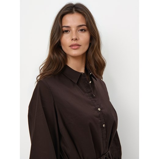 Mohito - Koszulowa czekoladowa sukienka mini - ciemno brązowy Mohito 32 Mohito
