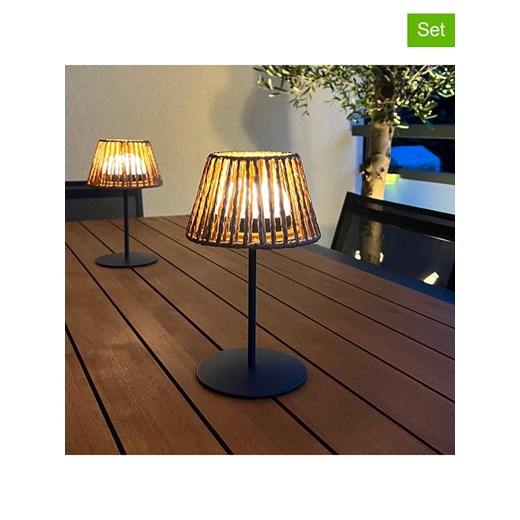 lumisky Lampy stołowe LED (2 szt.) w kolorze brązowym - wys. 23,5 x Ø 12 cm ze sklepu Limango Polska w kategorii Oświetlenie led - zdjęcie 184643146