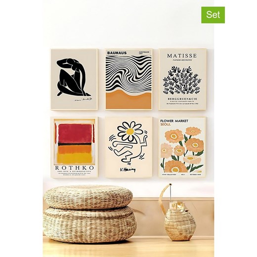 ABERTO DESIGN Druki artystyczne (6 szt.) w ramce - 48 x 33 cm ze sklepu Limango Polska w kategorii Obrazy - zdjęcie 184643157
