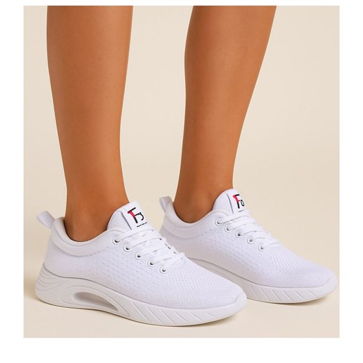 Białe wiązane sneakersy buty sportowe /A2-2 17710 W182/ ze sklepu Pantofelek24.pl w kategorii Buty sportowe damskie - zdjęcie 184645838