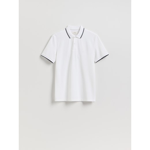 Reserved - Koszulka polo z merceryzowaną bawełną - biały ze sklepu Reserved w kategorii T-shirty męskie - zdjęcie 184645968