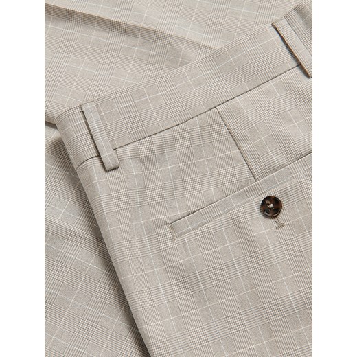 Reserved - Spodnie slim fit w kratę - beżowy Reserved 50 Reserved