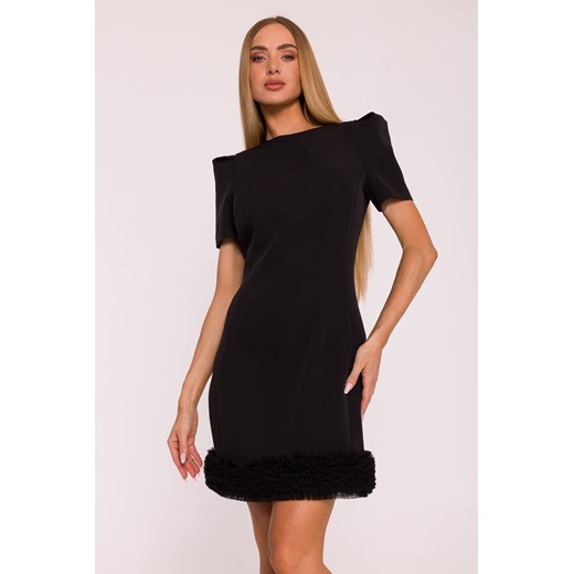 Elegancka sukienka mini z marszczonym tiulem - czarna ze sklepu Cudmoda w kategorii Sukienki - zdjęcie 184646645