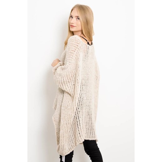 BEŻOWY SWETER ASYMETRYCZNY,OVERSIZE ze sklepu olika.com.pl w kategorii Swetry damskie - zdjęcie 184646779