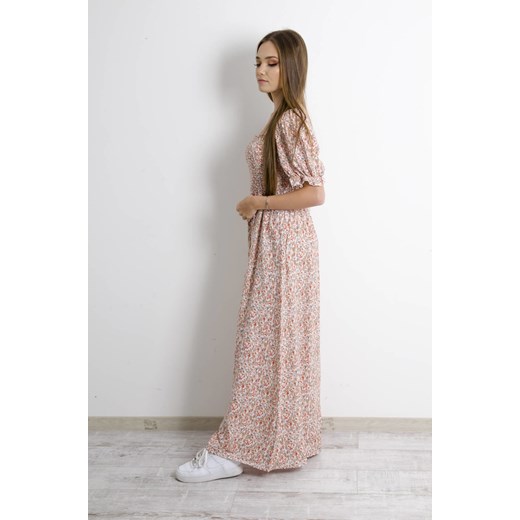 SUKIENKA MAXI W KWIATY - BRĄZOWA ze sklepu olika.com.pl w kategorii Sukienki - zdjęcie 184647019