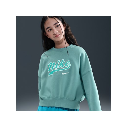 Bluza dresowa z dzianiny o skróconym kroju dla dużych dzieci (dziewcząt) Nike Sportswear - Zieleń ze sklepu Nike poland w kategorii Bluzy damskie - zdjęcie 184647698