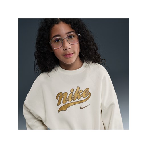 Bluza dresowa z dzianiny o skróconym kroju dla dużych dzieci (dziewcząt) Nike Sportswear - Biel ze sklepu Nike poland w kategorii Bluzy damskie - zdjęcie 184647705
