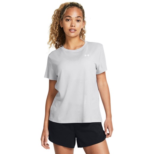 Damska koszulka treningowa Under Armour Tech Textured SSC - szara ze sklepu Sportstylestory.com w kategorii Bluzki damskie - zdjęcie 184647946