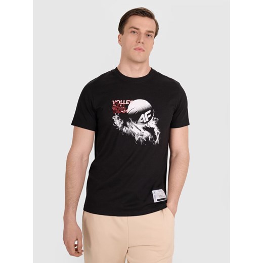 Męski t-shirt z nadrukiem 4F 4FRAW25TTSHM3235 - czarny ze sklepu Sportstylestory.com w kategorii T-shirty męskie - zdjęcie 184648147