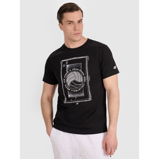 Męski t-shirt z nadrukiem 4F 4FRAW25TTSHM3236 - czarny ze sklepu Sportstylestory.com w kategorii T-shirty męskie - zdjęcie 184648176