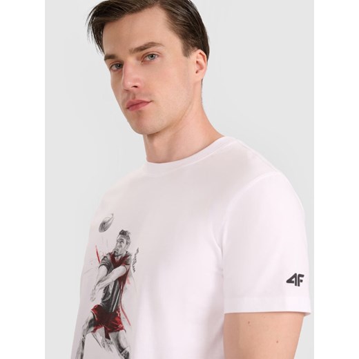 Męski t-shirt z nadrukiem 4F 4FRAW25TTSHM3237 - biały L Sportstylestory.com