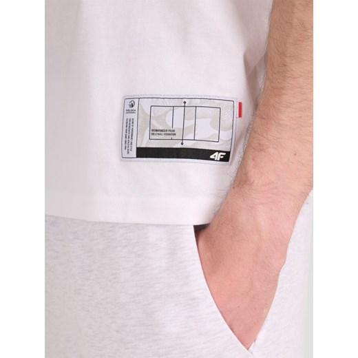 Męski t-shirt z nadrukiem 4F 4FRAW25TTSHM3237 - biały L Sportstylestory.com