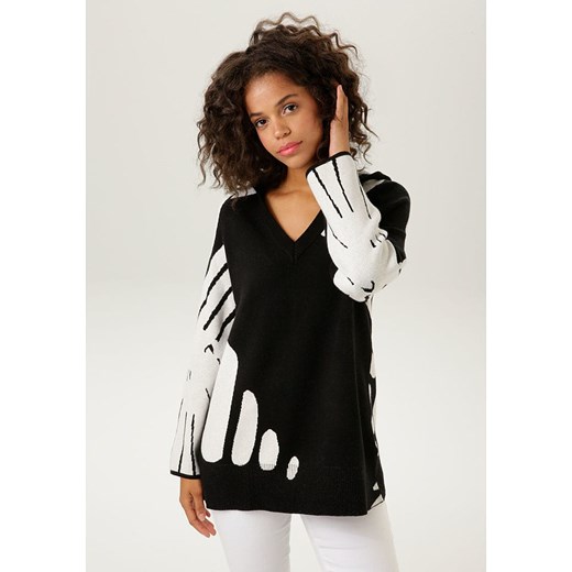 Aniston Sweter w kolorze czarno-białym ze sklepu Limango Polska w kategorii Swetry damskie - zdjęcie 184651439