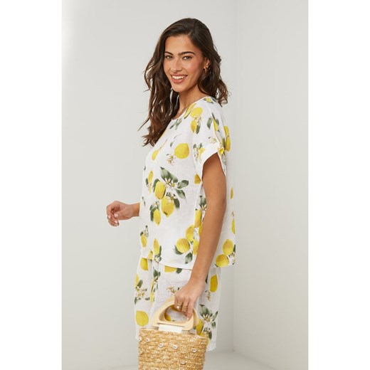 Le Monde du Lin Lniana koszulka w kolorze biało-żółtym Le Monde Du Lin 40/42 okazyjna cena Limango Polska