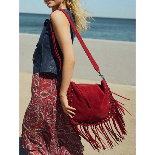 Reserved - Torebka boho z frędzlami - bordowy ze sklepu Reserved w kategorii Listonoszki - zdjęcie 184655027