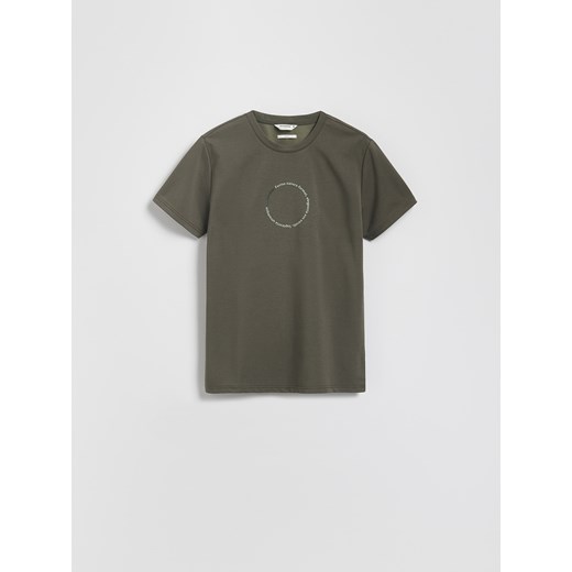 Reserved - T-shirt slim z nadrukiem - zielony ze sklepu Reserved w kategorii T-shirty męskie - zdjęcie 184655557