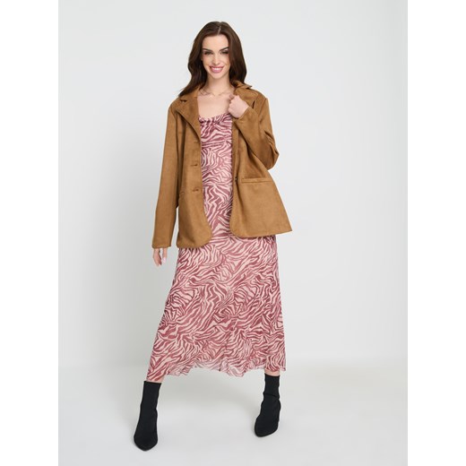 Sinsay - Sukienka midi na ramiączkach w zeberkę - wielobarwny Sinsay XL Sinsay