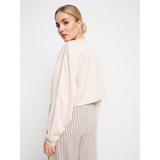 Sinsay - Bluza z dekoracyjnymi lampasami soft touch - beżowy Sinsay XS Sinsay