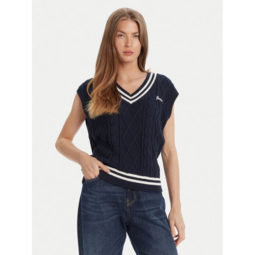 Guess Sweter V5GR00 Z3FB1 Granatowy Classic Fit ze sklepu MODIVO w kategorii Bluzki damskie - zdjęcie 184657288
