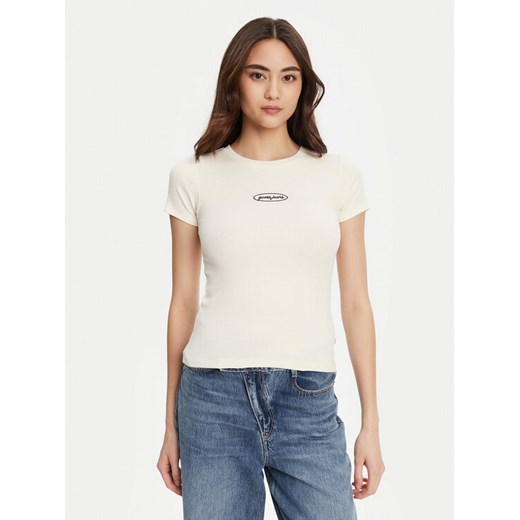 Guess Jeans T-Shirt W5YP37 KA0H1 Écru Slim Fit ze sklepu MODIVO w kategorii Bluzki damskie - zdjęcie 184657305