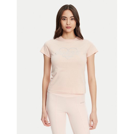 Guess T-Shirt V5GI10 K9RM1 Różowy Regular Fit ze sklepu MODIVO w kategorii Bluzki damskie - zdjęcie 184657335