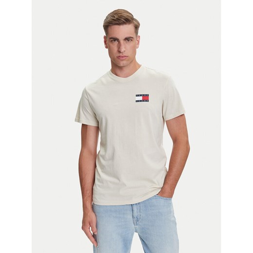 Tommy Jeans T-Shirt Essential DM0DM20740 Beżowy Slim Fit ze sklepu MODIVO w kategorii T-shirty męskie - zdjęcie 184657396