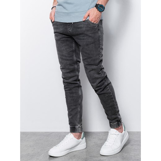 Spodnie męskie jeansowe joggery - szare P907 XL Edoti