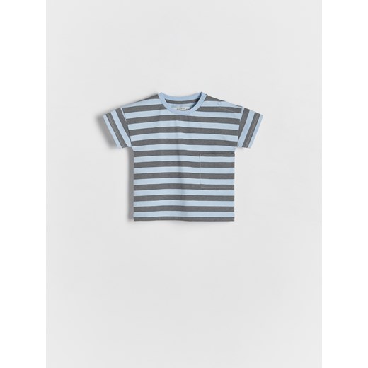 Reserved - T-shirt oversize w paski - jasnoniebieski Reserved 68 (3-6 m.) okazja Reserved