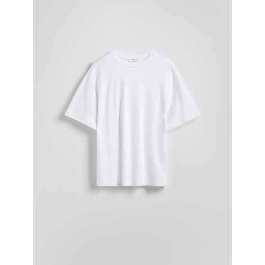 Reserved - T-shirt oversize z merceryzowanej bawełny - biały ze sklepu Reserved w kategorii Bluzki damskie - zdjęcie 184658455
