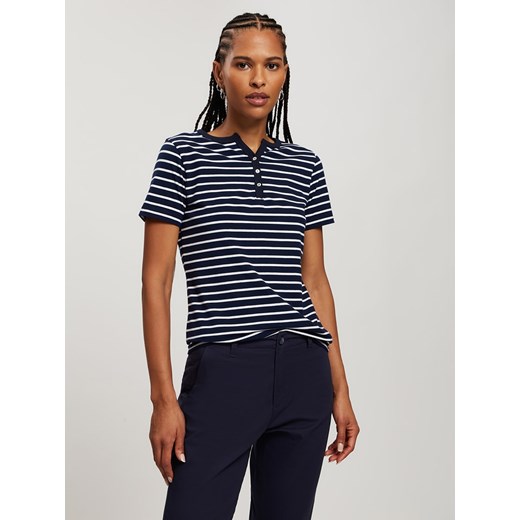 Cross Jeans Koszulka w kolorze granatowo-białym ze sklepu Limango Polska w kategorii Bluzki damskie - zdjęcie 184659497