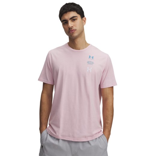 Męski t-shirt z nadrukiem Under Armour UA Evol Logo - różowy ze sklepu Sportstylestory.com w kategorii T-shirty męskie - zdjęcie 184659685