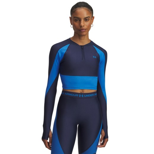 Damski longleeve treningowy Under Armour UA HG Rib 1/4 Zip - niebieski ze sklepu Sportstylestory.com w kategorii Kurtki damskie - zdjęcie 184659759