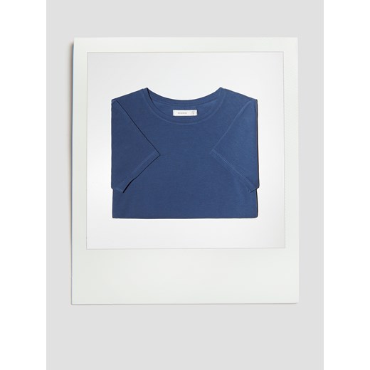 Reserved - Bawełniany t-shirt slim fit - granatowy ze sklepu Reserved w kategorii Bluzki damskie - zdjęcie 184660169