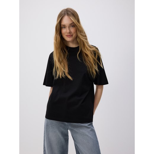 Reserved - Bawełniany t-shirt oversize - czarny ze sklepu Reserved w kategorii Bluzki damskie - zdjęcie 184660456