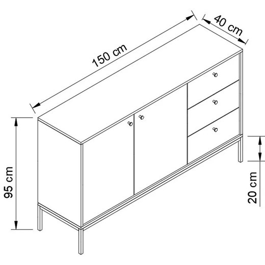 Duża komoda z 3 szufladami na nóżkach dąb cremona - Urisso 5X Elior One Size Edinos.pl