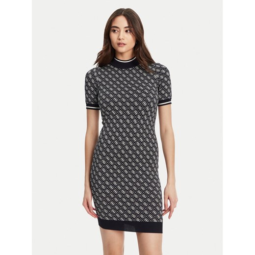 Guess Sukienka dzianinowa W3YK39 Z37K0 Granatowy Regular Fit ze sklepu MODIVO w kategorii Sukienki - zdjęcie 184661115