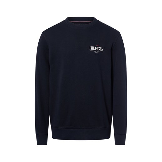 Tommy Hilfiger Bluza męska Mężczyźni Materiał dresowy granatowy jednolity ze sklepu vangraaf w kategorii Bluzy męskie - zdjęcie 184661868