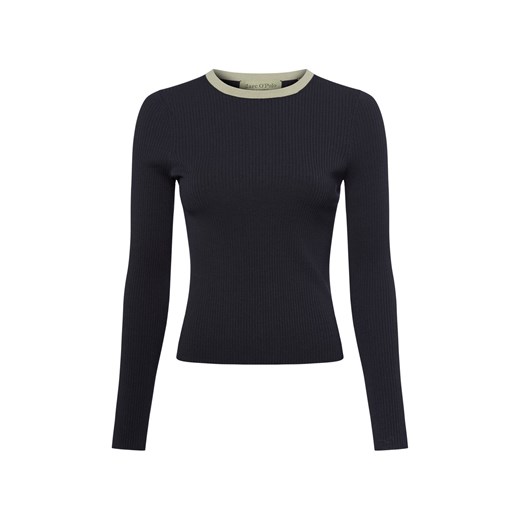 Marc O'Polo Sweter damski z dzianiny ściągaczowej Kobiety Prążki granatowy jednolity ze sklepu vangraaf w kategorii Swetry damskie - zdjęcie 184661875