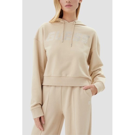GUESS Beżowa bluza damska z cyrkoniami Primula, Rozmiar XS ze sklepu outfit.pl w kategorii Bluzy damskie - zdjęcie 184661907