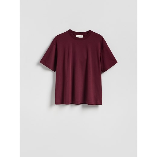 Reserved - T-shirt oversize z merceryzowanej bawełny - mahoniowy ze sklepu Reserved w kategorii Bluzki damskie - zdjęcie 184662049