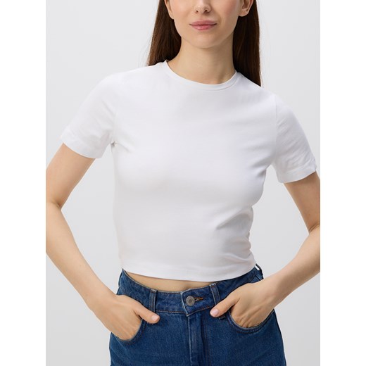 Reserved - Bawełniany crop top - biały ze sklepu Reserved w kategorii Bluzki damskie - zdjęcie 184662095